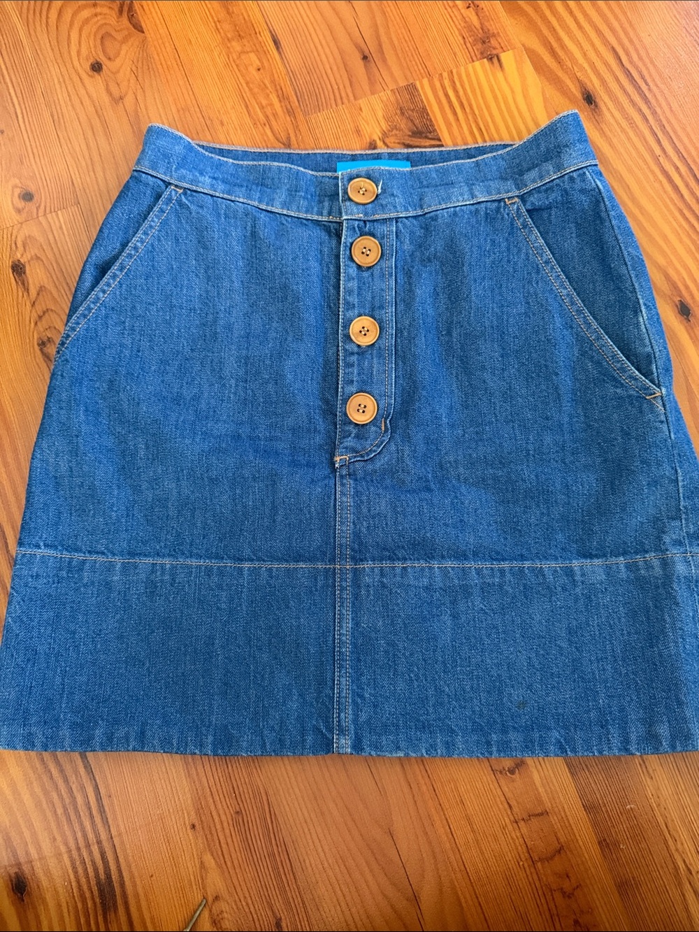 Women’s Blue Denim Button-Front Mini Skirt